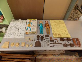 Vintage Marx Jane & Johnny West Action Figures W/box,  Manuals,  & Accessories