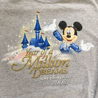 Disney 2008 Year Of A Million Dreams Shirt Walt Disney World Large Gray