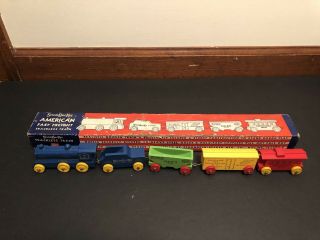 Strombecker American Fast Freight Wood Trackless Train Set Box (1950s)