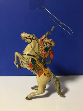 Marx Lone Ranger1938 Hi - Yo Silver Roping Horse Tin Litho Windup Toy W/lasso
