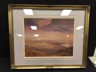Vintage/antique Oil Painting On Board Sara Leighton Landscape Sands Of Time