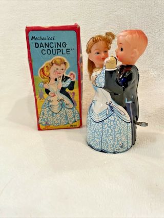Vintage Tps Wind Up Mechanical " Dancing Couple " Tin Toy Japan Mego