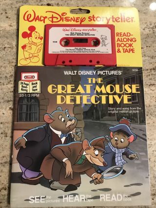 Walt Disney Storyteller The Great Mouse Detective Read - Along Book & Tape 1986 Vg
