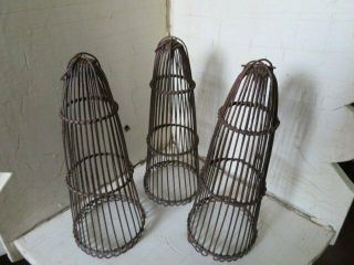3 Adorable Little Vintage Metal Wire Cones Look Like Christmas Trees Rusty