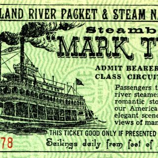 1950s Disneyland Mark Twain Steamboat Ticket River Packet Steam Navigation Globe