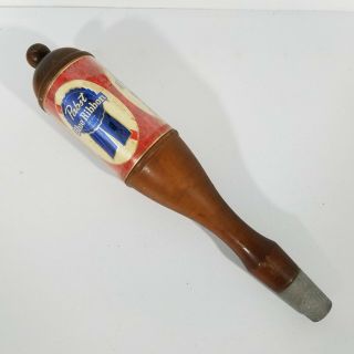 Vintage Pabst Blue Ribbon Beer Tap Handle Wood Vtg