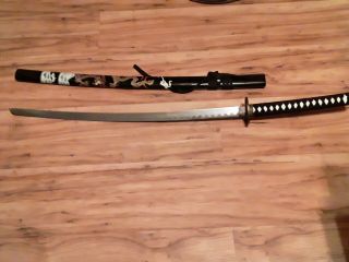 Japanese Samurai Sword Katana High Carbon Steel Ninja Blade Black Dragon Tang