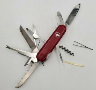 Vintage Wenger Delemont Switzerland Stainless Swiss Army Knife Red Tool Multi 2