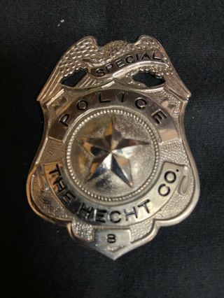 Obsolete Metal Police Patrolman Badge The Hecht Co.  Vintage 2