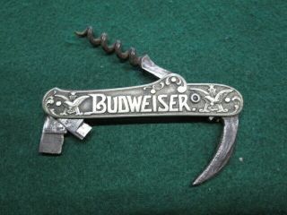 Early Budweiser Pocket Knife Pre - Pro Advertising Knife Parts Repair Corkscrew