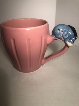 Disney Store Large Winnie The Pooh Eeyore Ceramic 3d Coffee Mug Cup Pink