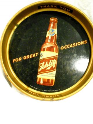 Vintage Schlitz Beer For Great Occasions 13 " Metal Tray
