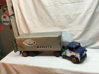 Vintage Marx Lumar Acme Markets Tractor Trailer Semi 1950s Tin Toy