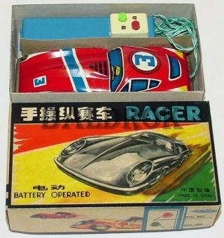 Me 742 Racer Shangai Battery Operated Tin Toy Red China Vintage 60