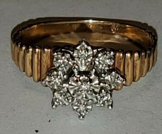Gorgeous Vintage 10k Yellow Gold Diamond Ring 2.  6 Grams Size 6.  5