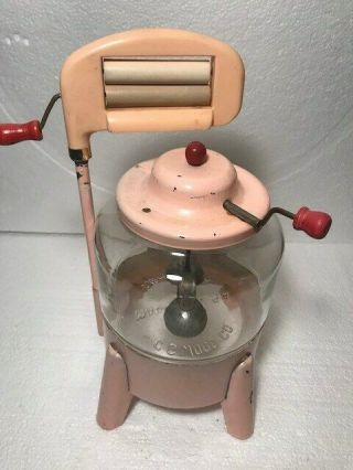 1950s Pink C.  G.  Woods Large Childs Washer With Wringer