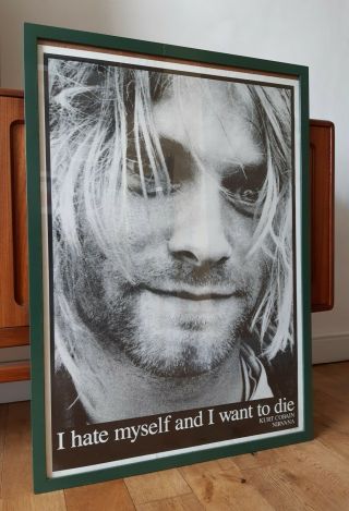 Vintage 90s Poster Kurt Cobain Nirvana I Hate Myself And I Want To Die