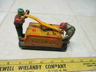 Vtg Kdp Japan Tin Litho Battery Operated B/o Toy Central Rr Railroad Hand Car