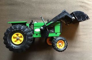 Vintage Toy Tractor Tonka Metal Bucket Loader 811775 Green 15”