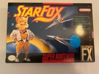 ^vintage Nintendo Snes Starfox Game W/ Orig.  Box & Paperwork
