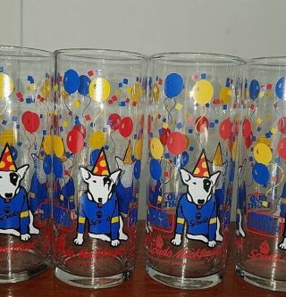 RARE - 1987 Spuds Mackenzie Bud Light - Set of 4 Glasses - Vintage/Collectible 3