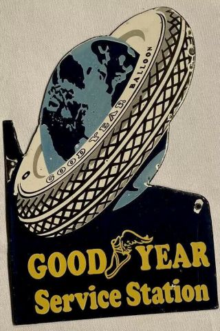 Vintage Goodyear Tire Service Porcelain Sign Car Gas Oil Truck Gasoline Auto