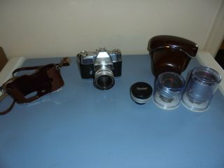 Vintage Kodak Retina Reflex Film 35mm Camera With 4 Lenses - Not -