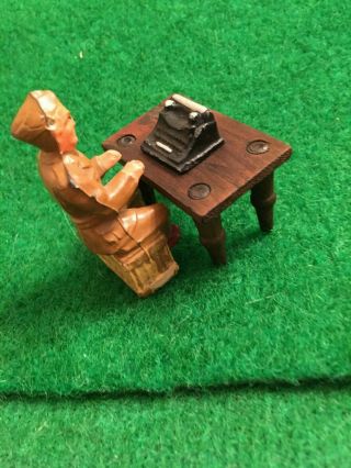 Vintage Barclay Manoil Wwii Lead Soldier - Typist Sitting @ Table; Same Day Shippi