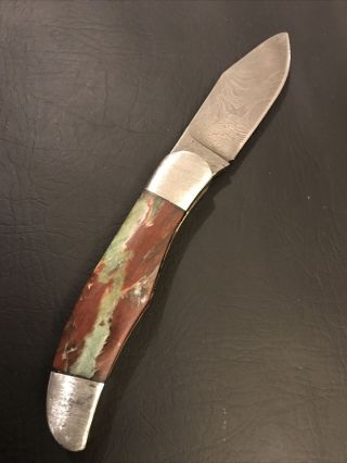Custom Made Damascus Blade Folding Knife Hand Made Knife