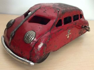 Vintage 1930s Buddy L Scarab Car Pressed Steel Wind Up Toy Car