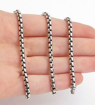 925 Sterling Silver - Vintage Shiny Minimalist Square Chain Necklace - Ne1028