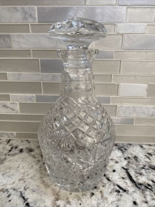 Vintage Cut Lead Crystal Liquor Decanter With Mushroom Shaped Stopper