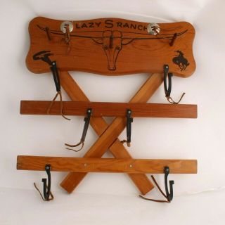 Vintage Lazy " S " Ranch Toy Wood Rifle Hat Rack Western Decor Wall Hooks Display