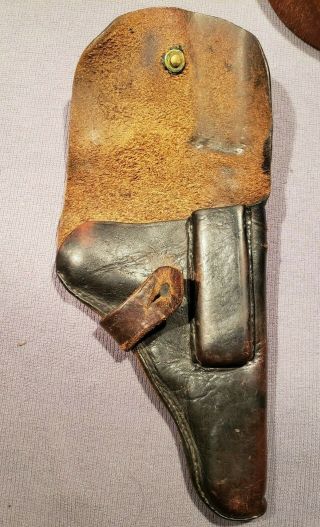 VINTAGE WWI WWII GERMAN ARMY POLICE SOFT LEATHER P38 WALTHER P08 LUGER HOLSTER 3