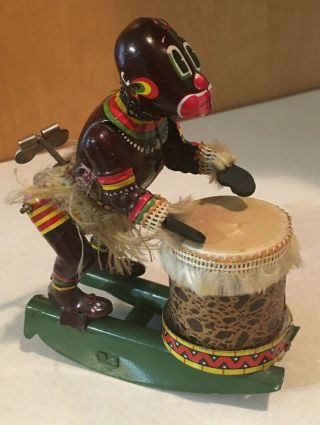 Vintage Tps Japan Wind Up African Calypso Joe Drummer Toy
