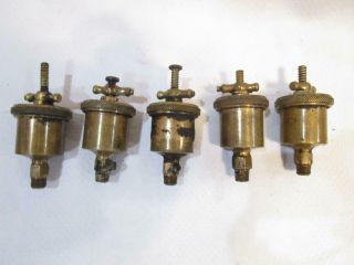5 Vtg Lunkenheimer Ideal No 1 T - Handle Automatic Brass Grease Cup Hit Miss Oiler