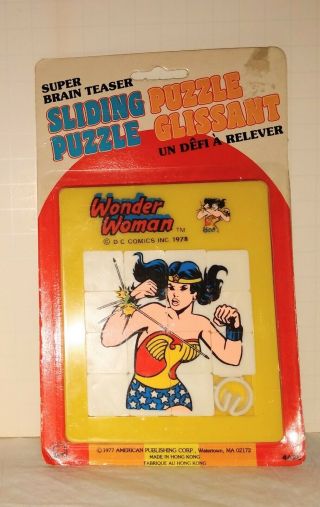 Wonder Woman Slide Tile Puzzle On Card Vintage 1978