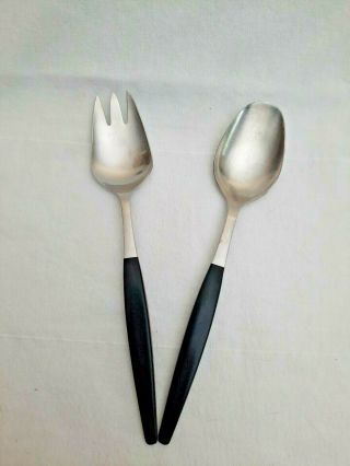 Vintage Gense Focus De Luxe Black Swedish Stainless Steel Serving Spoon And Fork