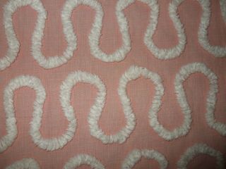Vintage Pink And White Chenille Bedspread 88 " X 105 "
