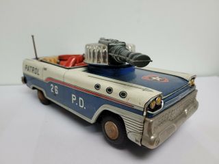 Tn Nomura Toys Police Patrol Battery Operated Tin Litho Toy Made In Japan Parts