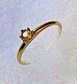 Vintage 10k Solid Yellow Gold Ring W/golden Brown Gemstone 1.  28 Grams Size 6.  5