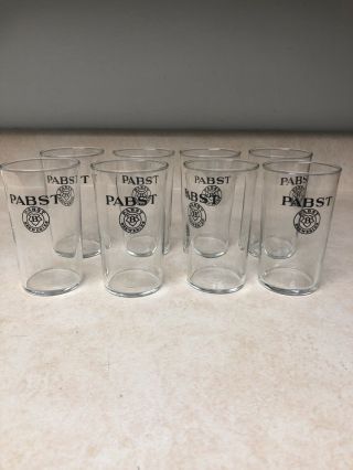 Pabst Beer Shell Glass Black Round Hop Logo Wisconsin Breweries Brewery Brewing