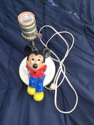 Vintage Walt Disney Mickey Mouse Table Desk Lamp & Night Light - No Shade