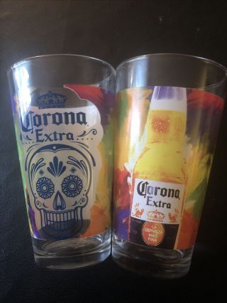 Corona Extra Pint Pub Glasses Day Of The Dead Sugar Skull
