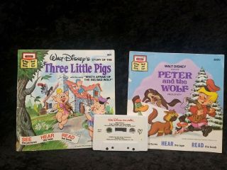 The 3 Little Pigs And Peter & The Wolf 24 Pg Read Along Book And Tape Disney
