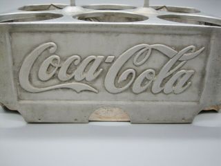 Vintage Coca Cola Coke Stamped Aluminum Metal Drink Carrier 6 - Pack Bottle Caddy 2