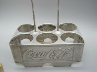 Vintage Coca Cola Coke Stamped Aluminum Metal Drink Carrier 6 - Pack Bottle Caddy 3