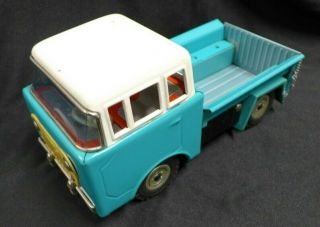 Vintage Jeep Forward Control Tin Litho Friction Truck By Bandai Japan Blue White