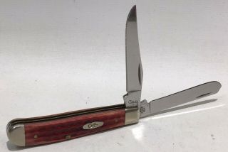 2008 Case Xx Trapper 6207 Ss Folding Pocket Knife Red Jigged Bone Handle 3.  5”