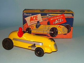 Ace Indianapolis Mechanical Racer Plastic Windup Toy Box Nosco